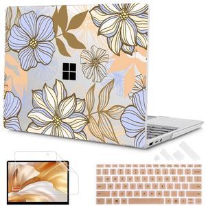 Mektron Case for 13.5" Microsoft Surface Laptop 5/4/3 with Metal Palm Rest Model 1951/1868, 2019/2021/2022 Release Plastic Hard Shell Cover with Screen Protector + Keyboard Cover, Abstract Floral