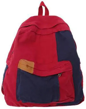 MININAI Vintage Canvas Backpack for Women Men Grunge Hippie Boho Patchwork Backpack College Book Bag Travel Casual Daypack (One Size,Red)