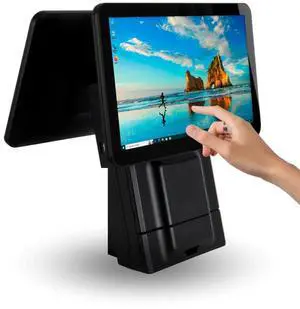 Multzo All in One Point of Sale M9W with 15.6'' Dual Touch Screen. Windows 10 OS and an i3 Processor. Touch Pos with 58mm Thermal Printer for Receipts Wi-fi, 4GB RAM and 64GB ROM. (Black)