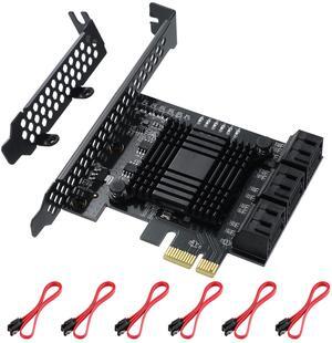 MZHOU PCIe SATA Card 6 Port, 6Gbps SATA 3.0 PCIe Card,Support 6 SATA 3.0 Devices, with 6 SATA Cables &SATA Power Splitter Cable and Low Profile Bracket(JMB575+1061 Chip)