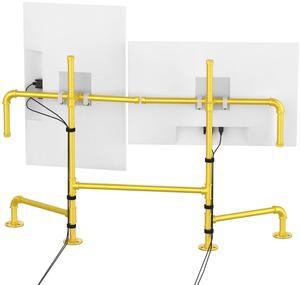 Monitor Stand Dual, Heavy Duty Fully Adjustable Steel Desk Mount for 13-30 Inch Screens, Ergonomic Monitor Holder with Cable Management, Single Monitor Arm Stand, Golden