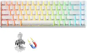 OHY XVX HE68 60 Percent Gaming Keyboard,Hall Effect Magnetic Switches, CNC Aluminum Frame, Rapid Trigger Keyboard w Topographic IMD Keycaps, 8KHz Polling Rate, Adjustable Actuation,Hot-Swap-White
