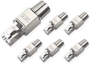 NataLink Cat7 Cat6A RJ45 Connector 6-Pack, Tool-Free Zinc Alloy Shielded Ethernet Termination Plugs for Cat7 up to 23AWG Solid Bulk S/FTP Ethernet Cable