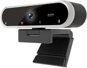 NIVEOLI Webcam 2K with Microphone and Webcam Cover Plug and Play with Auto Light Correction for Laptop PC Desktop for Live Streaming Video Call Conference Online Lessons Game