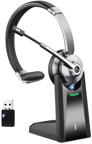 NOTESNEE Bluetooth Wireless Headset with Mic for Work, Wireless Headphones with Mic Noise Canceling & Charging Base, Computer Headset with Mute & USB Dongle for PC/Laptop/Office/Call Center/Zoom/Home