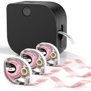 Phomemo Label Maker Machine with Tape - Portable Bluetooth Label Printer, Small Label Maker with Multiple Templates, Sticker Maker Comaptible with Satin Ribbon for Gift, Craft Work for Organization