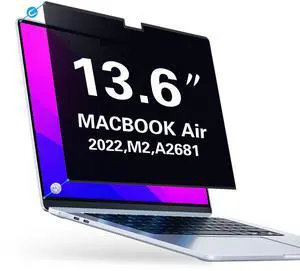 PYS MacBook Air 13.6 Inch Magnetic Privacy Screen for M2 Chip 2022 (A2681) - Removable Anti-Spy Laptop Shield