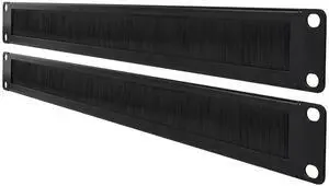 RackPath 2 Pack-1U Brush Rack Mount Panel Spacer for Cable Entry for 19in Server Rack Enclosure or Network Cabinet, Black