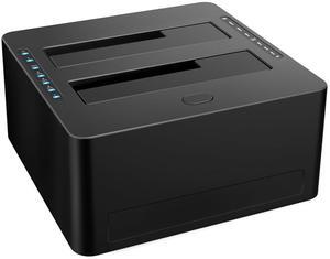 LINKEET Dual-Bay Hard Drive Docking Station for 2.5 & 3.5 inch SATA HDD/SSD, Supports Offine Clone & UASP, 5Gbps, 2 * 10TB, USB 3.0 Hard Drive Reader for PC, Laptop, Windows, Mac OS, Linux, Black