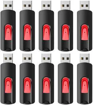 RAOYI 10Pcs 32GB USB Flash Drives Slide Retractable Memory Stick Bulk USB 2.0 Thumb Drive Jump Drive Zip Drive USB Sticks Data Storage Backup for PC Mac (32G, Red)