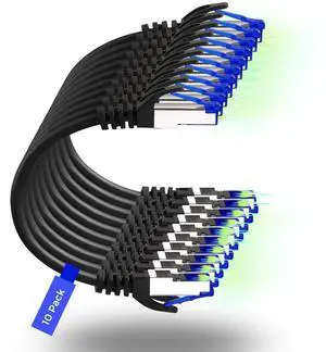 Rapink Patch Cables Cat8 7ft 10 Pack Slim, Cat8 Ethernet Patch Cable 40G Support, Snagless Cat 8 Patch Cable for Patch Panel to Switch, Flexiable Cat 8 Ethernet Cable Datacenter with Gold Plated