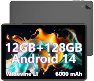 Rebecco 2024 Tablet 10 Inch Android 14 Tablets, 12GB RAM+128GB ROM(Expand to 1TB), Octa Core 1280 * 800 IPS HD Display Android Tablet, Unisoc A523 CPU, 5G/2.4G WiFi, Dual 5MP+8MP Camera,(Gray)
