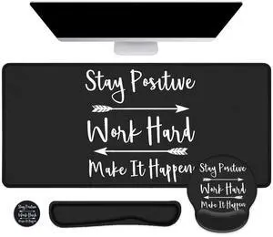 LATEEFAH Mouse Pad with Wrist Rest, Large Mouse Pad, Ergonomic Gaming Desk Pad Keyboard Wrist Rest Set, 4-in-1 Desk Mat Keyboard Mat for Home, Office