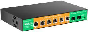 8-Port 10G Switch Unmanaged, 6 x 2.5G RJ45 Ports, 2 x 10G SFP+ Ports, 10G/2.5G/1G Auto-Negotiation, 160Gbps Capacity Ethernet Switch for 10G NAS, PC, WiFi7 Router,10G Adapter/NIC,Plug and Play