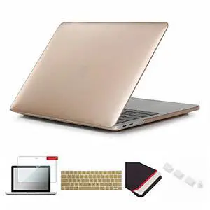 Se7enline Compatible with MacBook New Pro Case 2016 2017 2018 with Touch Bar Touch ID Accessories Shell Cover for Mac Pro 15 A1707/A1990&Sleeve Bag&Keyboard Skin&Screen Protector&Dust Plug, Gold