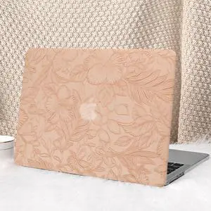 Seorsok Compatible with MacBook Pro 16 inch Case 2024-2021 M4 M3 M2 M1 A3403 A3186 A2991 A2780 A2485,Elegant Leaves Flowers Leather Plastic Hard Shell Case with Keyboard Cover,Pink Blooming Floral