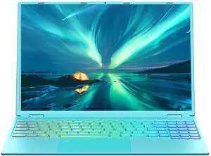 16" Blue Laptop 16G RAM 256GB SSD 2.5K FHD(2560x1600) IPS Screen/N95 CPU/Computer with Full Size Numeric Color Backlit KB,Win 11 Pro/MS Office 2019/Fingerprint Unlock for Work Study(16G+256GB)