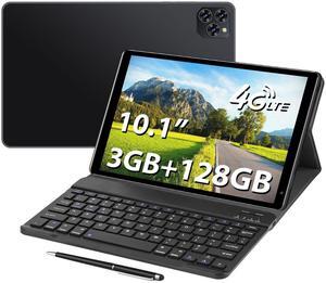 Aidekunlin Tablet with Keyboard,10.1 inch Screen,3GB RAM,128G+128G Memory,4G LTE Android Tablet with Dual SIM Slots, 5MP+16MP Camera, 5000mAh Battery,Notebook Computer(Black, 4)