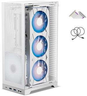 ShinySnake L300 Mesh Mini ITX Computer Chassis - 8.5L Small Form Factort High Airflow, Vertical GPU Mount 325mm, Dual 120mm Fans, SFX/SFX-L PSU Compatible, PCIe 3.0 & DP 1.4 Cable Included, White