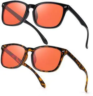 SODQW 2 Pack Blue Light Blocking Glasses for Women Men Improve Sleep Anti Blue Eyeglass Orange Lens for Computer TV Phone