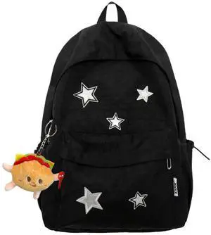 srdmuph Kawaii Backpack with Cute Accessories Pendant Travel Casual Daypack Lightweight Laptop Bags Outdoor Women (Black)