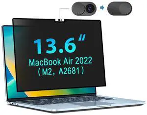 Privacy Screen for MacBook Air 13.6 & 13 Inch(2022,2023,2024, M2, M3) Removable Laptop Privacy Filter with Matte Anti-Glare Blue Light Protector