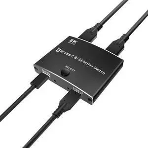 Sunnymark USB C Switch, 8K@60Hz USB C Switcher 2 Computers Supports 4K@120Hz 40Gbps PD 100W Charging, Bi-Directional Thunderbolt Switch Compatible with Laptops Monitors Docking Stations MacBook