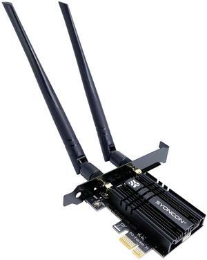 SYONCON WiFi 6E AXE5400 PCIe WiFi Card Intel AX210 Chipset with Bluetooth 5.3 Adapter Tri-Band 2.4G/5G/6GHz 5374Mbps PCI Express Wireless Network Card for Desktop PC Windows 10/11 (Black)
