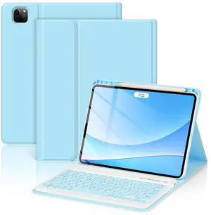 TaIYanG Keyboard Case for iPad Pro 11-inch (M4) 2024 Model (A2836/A2837/A3006), Detachable Magnetic Bluetooth Keyboard Case with Pencil Holder - Flip Stand Cover for iPad Pro 11 Inch(Blue)