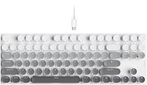 TISHLED Aesthetic Typewriter Style Mechanical Gaming Keyboard White LED Backlit Silent Linear Red Switches TKL 87-Key Anti-Ghosting Steampunk Round Keycaps Ergonomic Design Wired USB, Gradient Grey