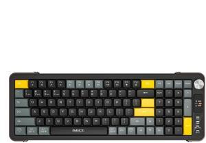 TISHLED Wireless Keyboard with Volume Knob, 2.4G+Bluetooth Multi-Device Keyboard USB-C Rechargeable, Compact 99-Key with Number Pad, Comfortable Scissor Switches for Win/Mac, Black+Grey+Yellow