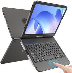 TQQ Keyboard Case for iPad Air 13 (M3 2025 / M2 2024) & iPad Pro 12.9 inch (4th Gen 2020/ 3rd Gen 2018) - 360deg Rotatable, 7-Color Backlight, Multi-Touch Trackpad, Thin & Light (Black)