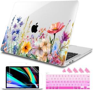 Tuiklol Case for 2022 MacBook Pro 13 Inch M2 Clip, 2021 2020 Release M1 A2338 A2289 A2251, Hard Shell Case for MacBook Pro 13.3" with Touch Bar Fits Touch ID and Retina Display, Colorful folwer