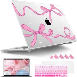 Tuiklol for MacBook Air 13 inch 2021-2018 Release M1 A2337/A2179/A1932 with Retina Display Touch ID,Hard Shell Case and Keyboard Cover for MacBook Air 13.3'' Cover,Bow