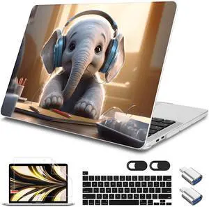 Tuiklol for MacBook Pro 16 inch Case (2020 2019 Release) Model A2141, Hard Shell Case for Keyboard Cover& OTG & Camera Cover with Retina Display and Touch Bar Fits Touch ID,Cute Eleplant