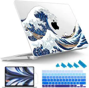 Tuiklol for M4 MacBook Air 13.6 inch Case 2025-2022 Release M2 Chip Model A3240 A3113 A2681, Plastic Hard Shell Cover for MacBook Air 13.6 Liquid Retina Display with Touch ID, Sea Wave