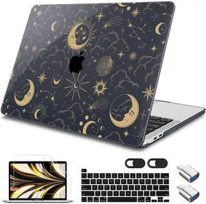 Tuiklol for MacBook Pro 16 inch Case (2020 2019 Release) Model A2141, Hard Shell Case for Keyboard Cover& OTG & Camera Cover with Retina Display and Touch Bar Fits Touch ID,Moon and Star