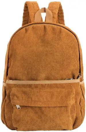 Lobagve Corduroy Backpack Large College Backpack Casual Bookbag Laptop Backpack Computer Bag Travel Daypack for Women Men,Brown