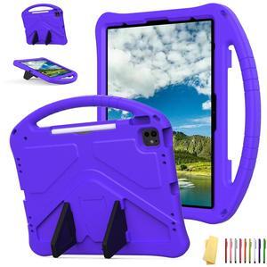 UUcovers Kids Case for iPad Air 13 Inch M3/M2 (2025/2024) & iPad Pro 13 inch M4 2024 & iPad Pro 12.9 inch Case 6th/5th/4th/3rd Gen (2022/2021/2020/2018) Cover with Stand/Handle/Pencil Holder, Purple