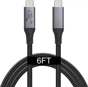VEBNER 6-Foot USB4 Cable Compatible with Thunderbolt 3, Thunderbolt 4 and USB-C - Supports 8K HD Display, 40gbps Data Transfer, 240W Charging
