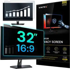 VINTEZ 32 Inch 16:9 Privacy Screen for Computer Monitor and Laptop - Anti Glare Protector Film Blue Light Filter Eye Protection - Computer Screen Privacy Shield, 1 Pack