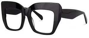 Vooglam Oversize Square Frame Blue Light Glasses for Women Block UV Anti Eyestrain Eyewear Black Rosaura