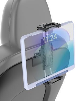 Headrest Tablet Holde for Tesla Model 3/Y/S/X, Road Trip Essentials for Kids, Back Seat iPad Mount for Thick Cases (Max Depth 1.18''), Fits All 5.5-15.6" iPad Pro Air Mini, Galaxy Tab, Fire Series
