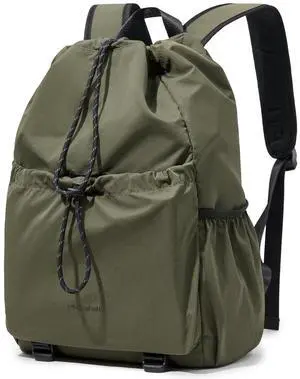 XINDING Travel Backpack for Men Women Lightweight Casual Daypacks with 16 Inch Laptop Compartment, Drawstring Hiking Backpack Waterproof (Green)