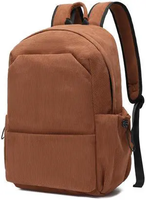 YGR Laptop Backpack for Women and Men, Waterproof Lightweight Travel Daily Rucksack Casual 15.6 inches Computer Bags for College, Brown Corduroy