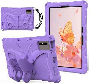 for Samsung Galaxy S9/S9FE/S8/S7 11" Butterfly Wings Kickstand Kids Girl Tablet Case EVA Material Light Weight Shockproof Kids Case for Lenovo M11 Xiaomi PDA 5/6 Redmi Pad SE (Violet)