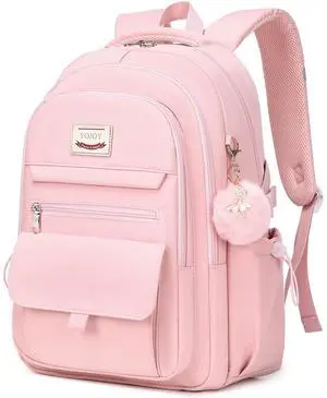 YOJOY Laptop Backpack 15.6 Inch College Backpacks for Women, School Backpack for Girls,Students Aesthetic Anti Theft Travel Daypack Large Bookbags Middle High School Back Pack(Pink)