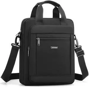 zhongningyifeng Men's Messenger Bag 14-inch Laptop Bag Nylon Large Shoulder Bag Business Waterproof Casual Black Crossbody Bag for Work Travel Outdoor