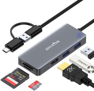USB 3.0 to HDMI Adapter, USB C USB HUB with HDMI 1080p for Extended Display PC Laptop Desktop, 2 USB Ports, SD and Micro SD Card Reader Only Support Windows7, Windows10, Windows11 System