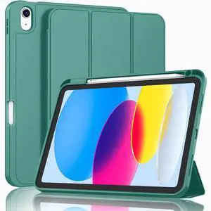 ZryXal iPad (A16) Case/iPad 10th Generation Case [11-Inch 2025/10.9 Inch 2022] with Pencil Holder, Smart Cover with Soft TPU Back [Support Auto Wake/Sleep] (Forest Green)